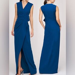 NEW KAY UNGER Dark Ink Frances Column Sleeveless Gown Sz 6